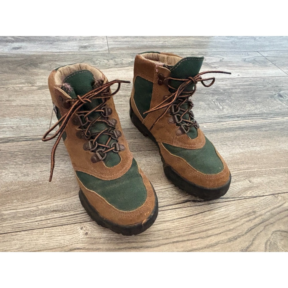Vintage Danner Cross Hiker 7M Orange Green 1990 Trail Cabincore Gorpcore USA
